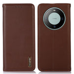 KHAZNEH For Huawei Mate 60 Genuine Cow Leather Phone Case RFID Blocking Wallet Stand Cover