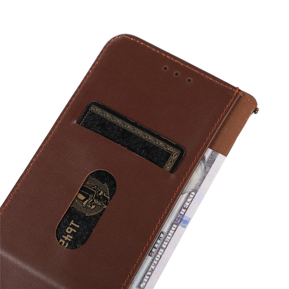 KHAZNEH For Huawei Mate 60 Genuine Cow Leather Phone Case RFID Blocking Wallet Stand Cover