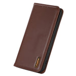 KHAZNEH For Huawei Mate 60 Genuine Cow Leather Phone Case RFID Blocking Wallet Stand Cover