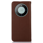 KHAZNEH For Huawei Mate 60 Genuine Cow Leather Phone Case RFID Blocking Wallet Stand Cover