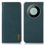 KHAZNEH For Huawei Mate 60 Genuine Cow Leather Phone Case RFID Blocking Wallet Stand Cover