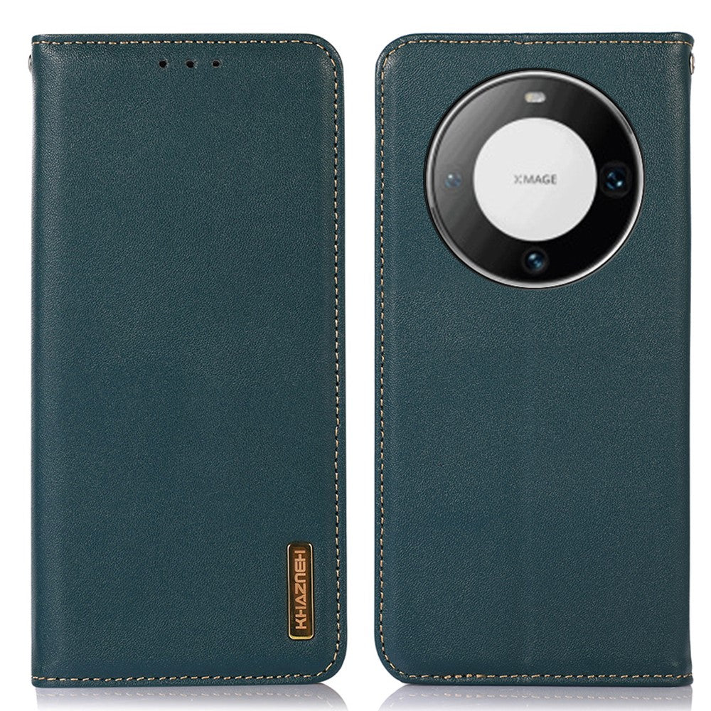 KHAZNEH Plånboksfodral i äkta läder för Huawei Mate 60 Pro, Nappatextur, RFID-blockerande