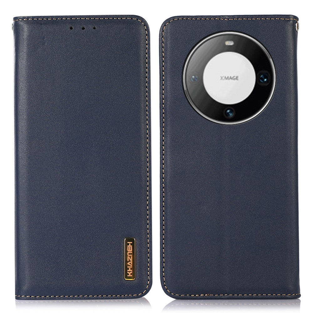 KHAZNEH Plånboksfodral i äkta läder för Huawei Mate 60 Pro, Nappatextur, RFID-blockerande