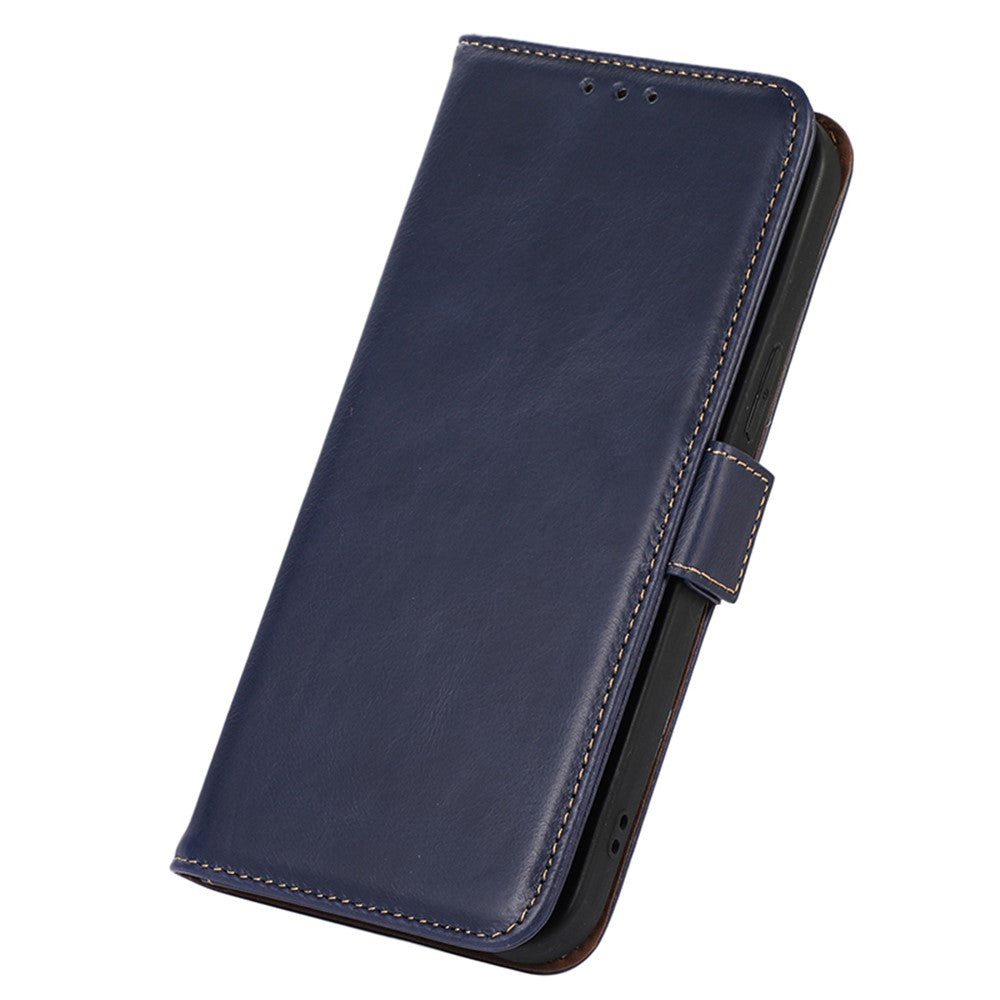For Huawei Mate 60 Pro Genuine Cow Leather RFID Blocking Wallet Phone Case Anti-drop Stand Cover