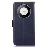 For Huawei Mate 60 Pro Genuine Cow Leather RFID Blocking Wallet Phone Case Anti-drop Stand Cover