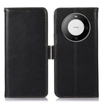 For Huawei Mate 60 Pro Genuine Cow Leather RFID Blocking Wallet Phone Case Anti-drop Stand Cover