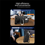 For Samsung Galaxy S23 FE Slide Lens Guard Kickstand Cover PC+TPU Drop-proof Phone Case