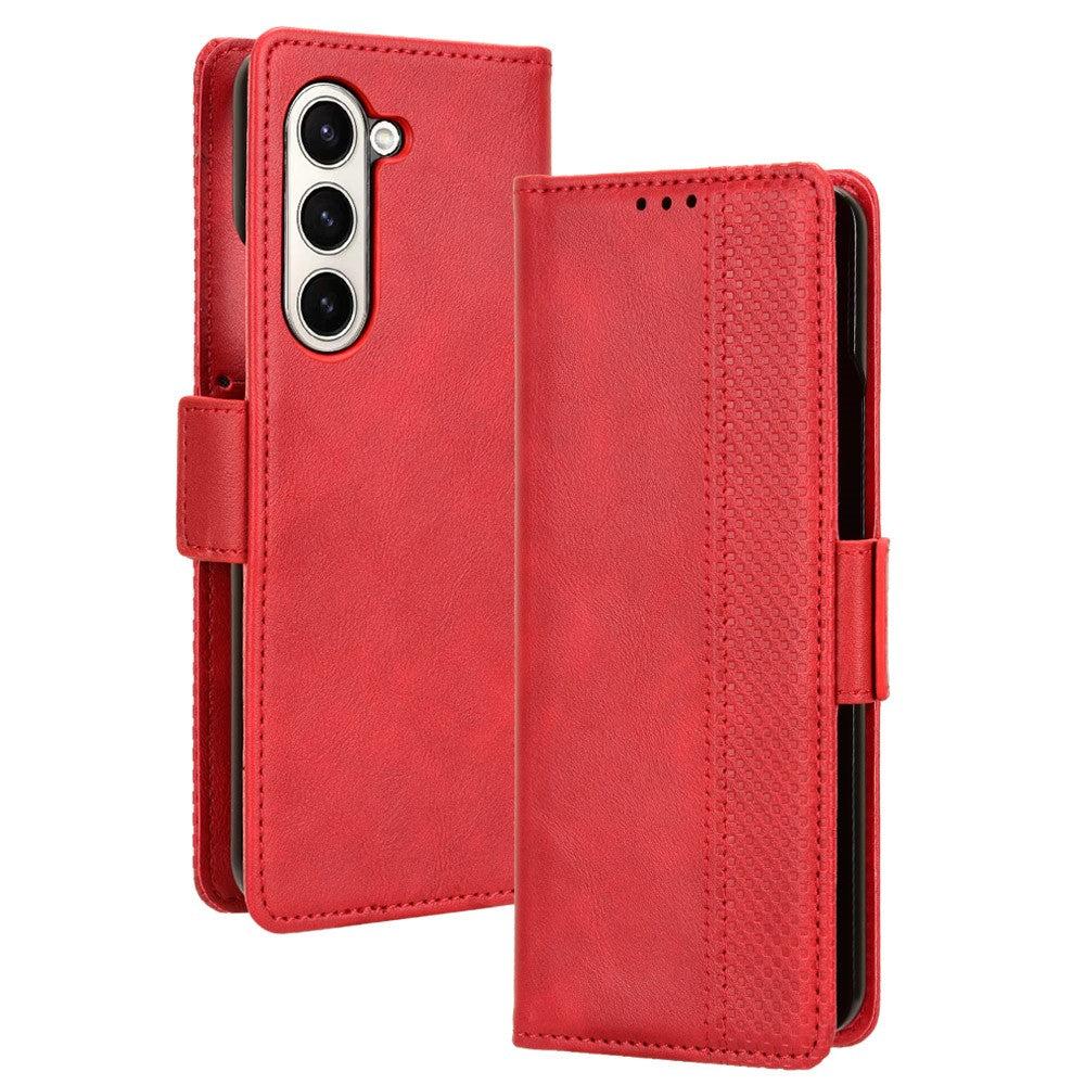 For Samsung Galaxy Z Fold5 5G PU Leather Vintage Phone Case Wallet Stand Shockproof Cover