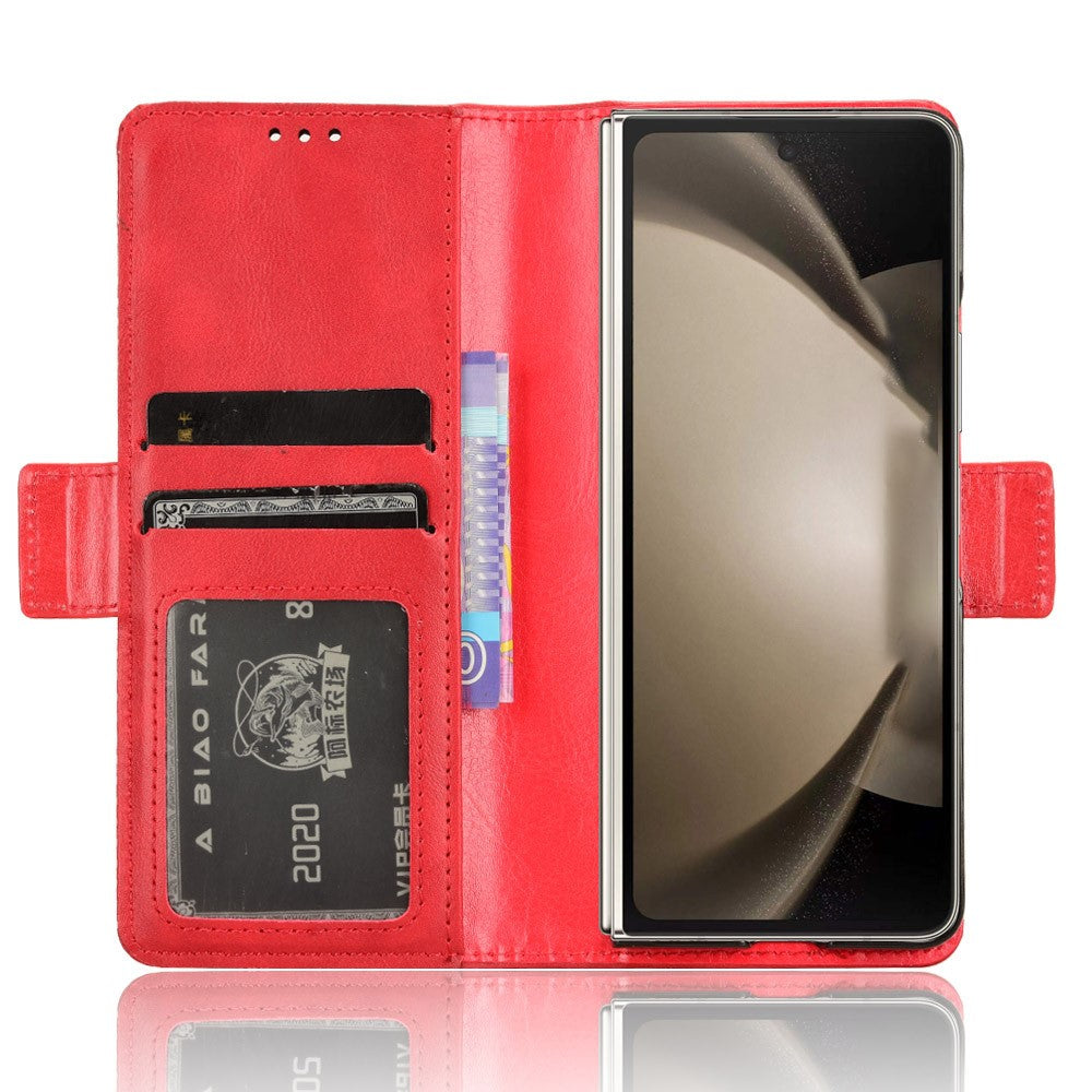 For Samsung Galaxy Z Fold5 5G PU Leather Vintage Phone Case Wallet Stand Shockproof Cover