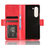 For Samsung Galaxy Z Fold5 5G PU Leather Vintage Phone Case Wallet Stand Shockproof Cover