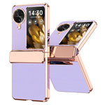 For Oppo Find N3 Flip 5G Drop-proof PU Leather+PC Case Anti-fingerprint Electroplating Phone Cover