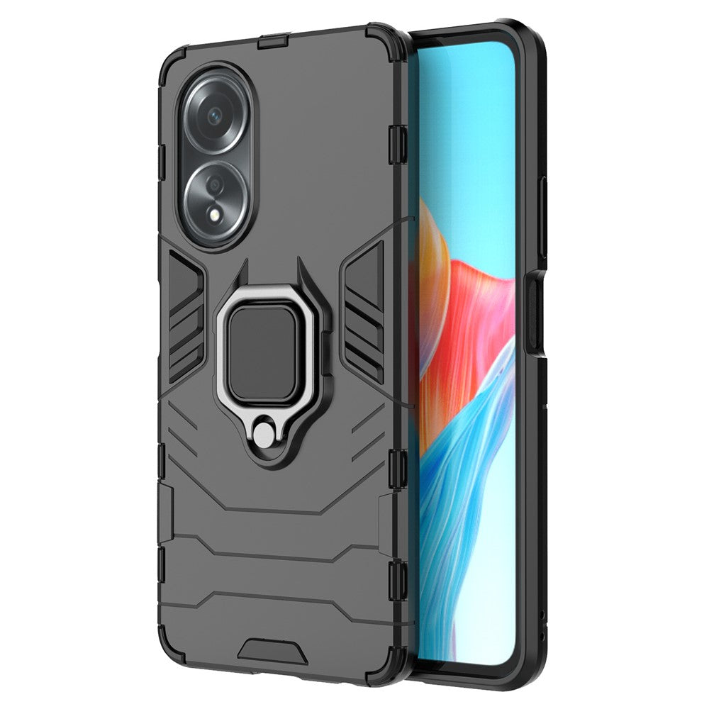 Skyddsskal till Oppo A58 4G, Fallskyddande TPU+PC Ringhållare Stativ mobilskal