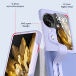 PU+PC-mobilcover til Oppo Find N3 Flip 5G med tofarvet design, håndledsrem og støttefod