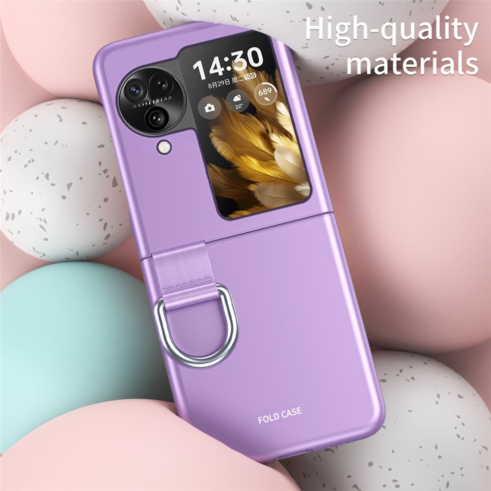 Anti-Drop Hard PC Phone Case for Oppo Find N3 Flip 5G Ring Finger Holder Shockproof Cover