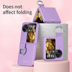Anti-Drop Hard PC Phone Case for Oppo Find N3 Flip 5G Ring Finger Holder Shockproof Cover