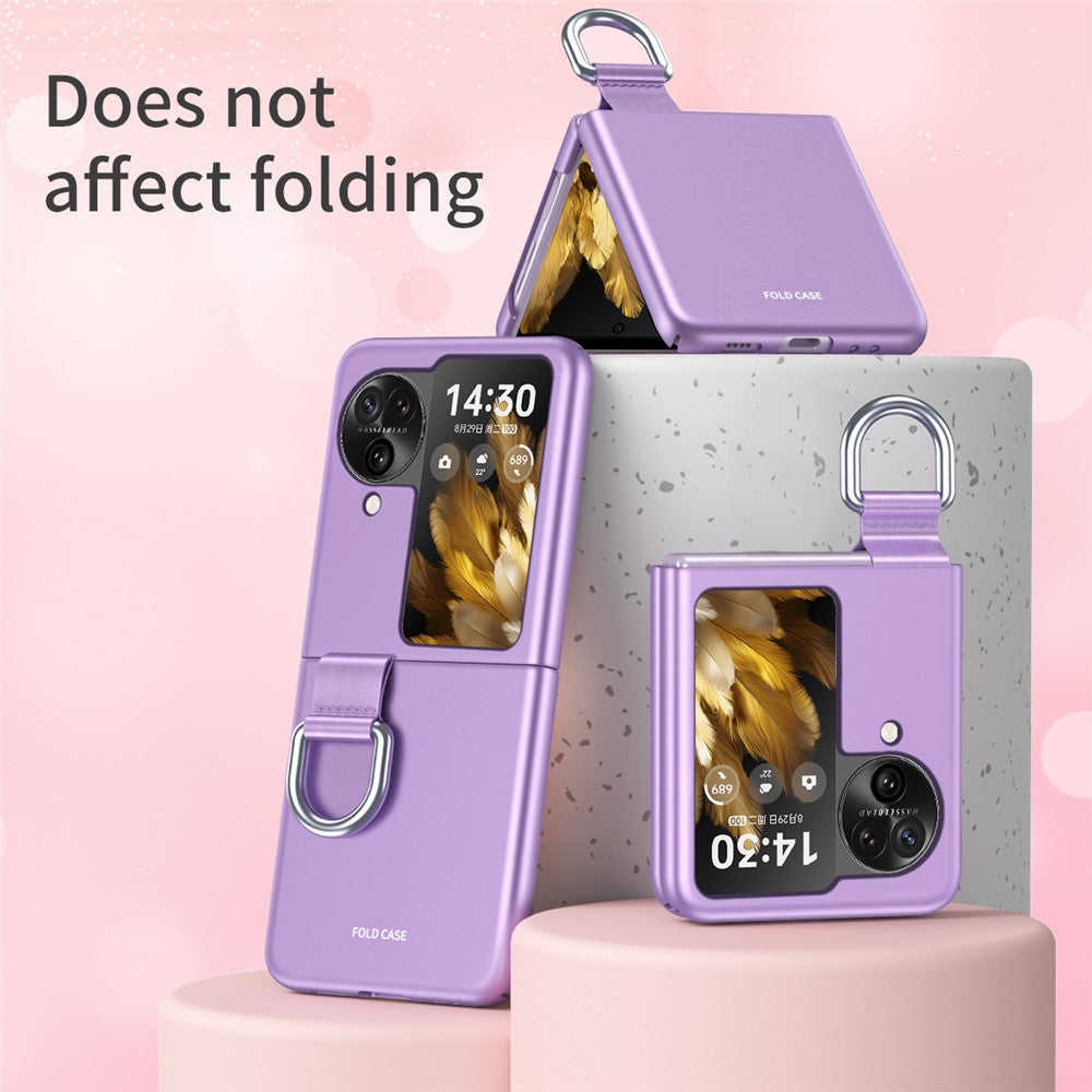 Anti-Drop Hard PC Phone Case for Oppo Find N3 Flip 5G Ring Finger Holder Shockproof Cover