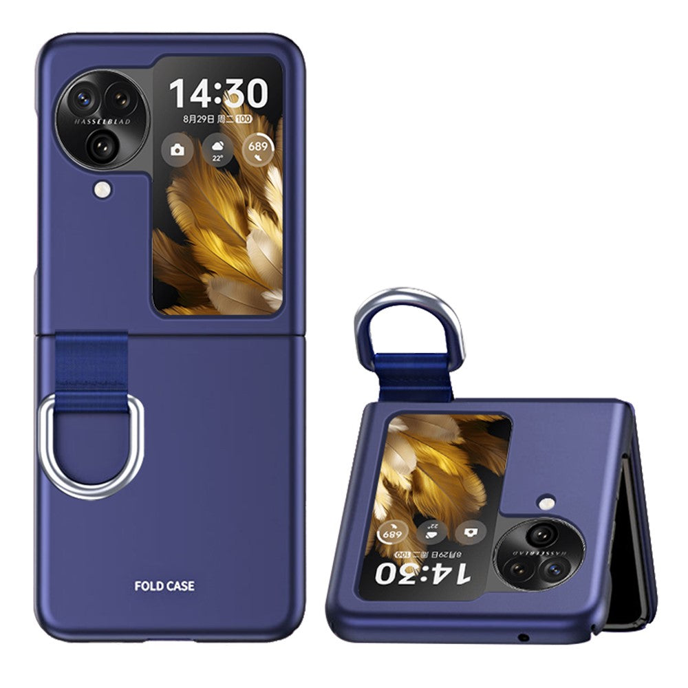 Anti-Drop Hard PC Phone Case for Oppo Find N3 Flip 5G Ring Finger Holder Shockproof Cover