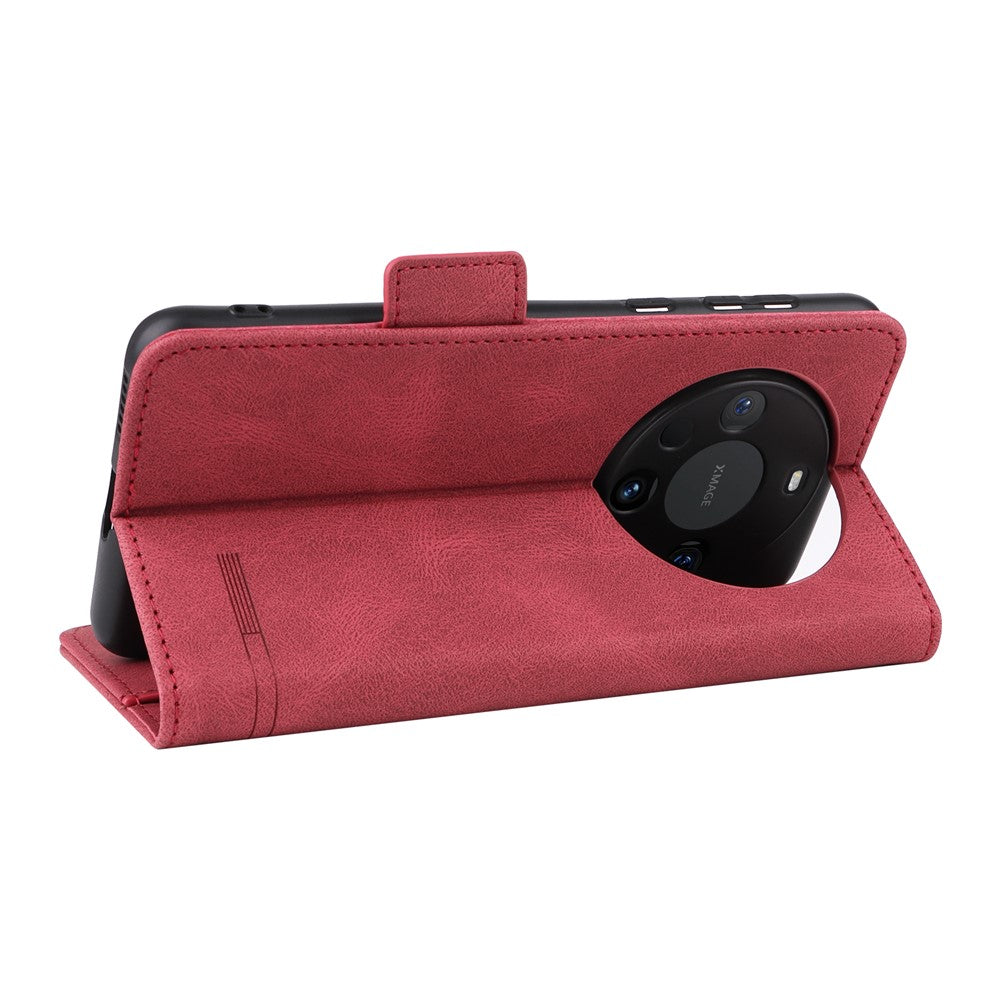 Huawei Mate 60 Pro Hardware Decor Stand Phone Case PU Leather Fold Cover