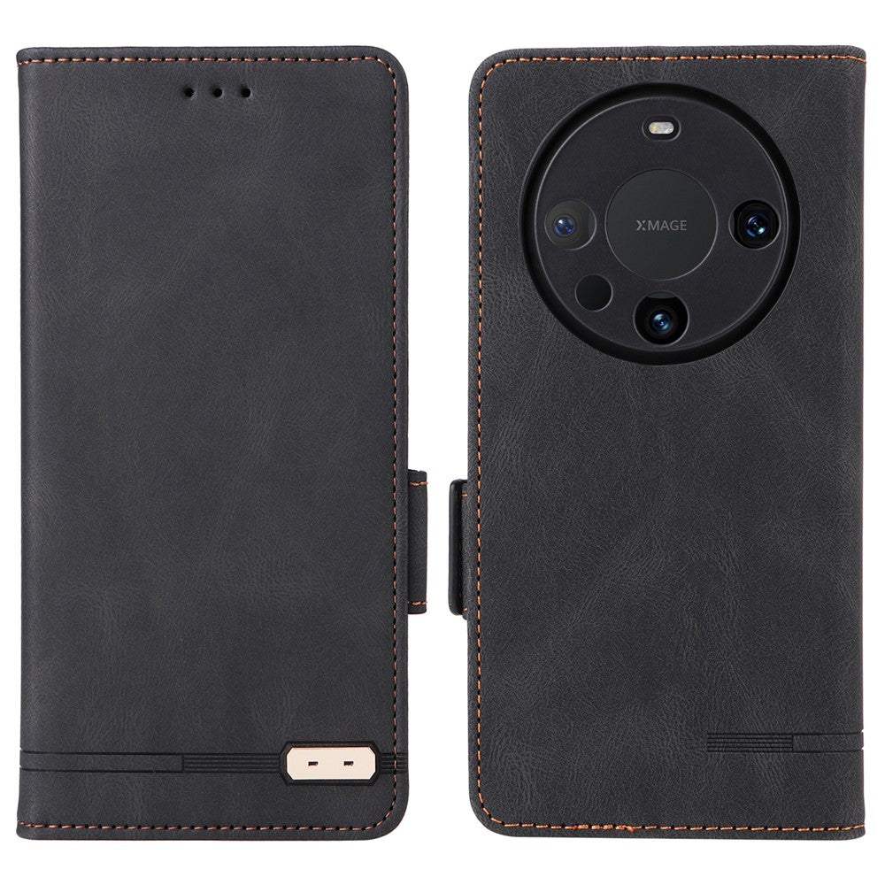 Huawei Mate 60 Pro Hardware Decor Stand Phone Case PU Leather Fold Cover