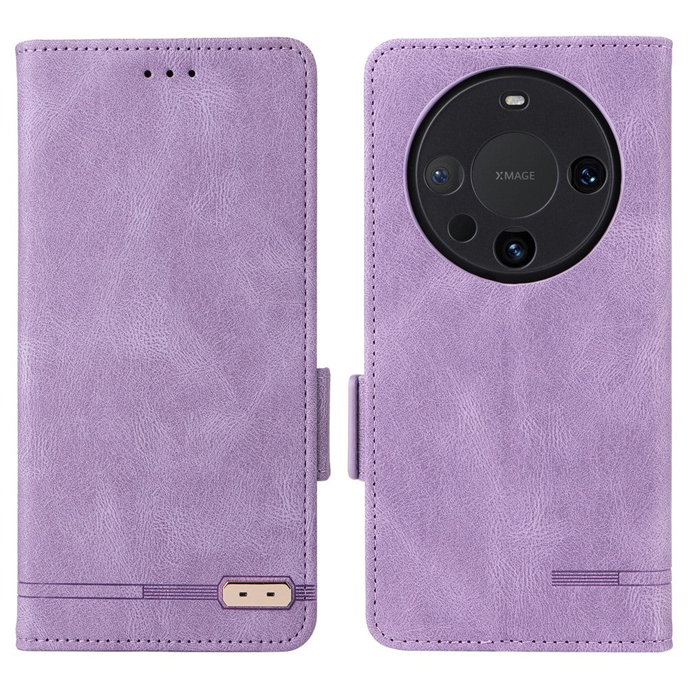 Huawei Mate 60 Pro Hardware Decor Stand Phone Case PU Leather Fold Cover