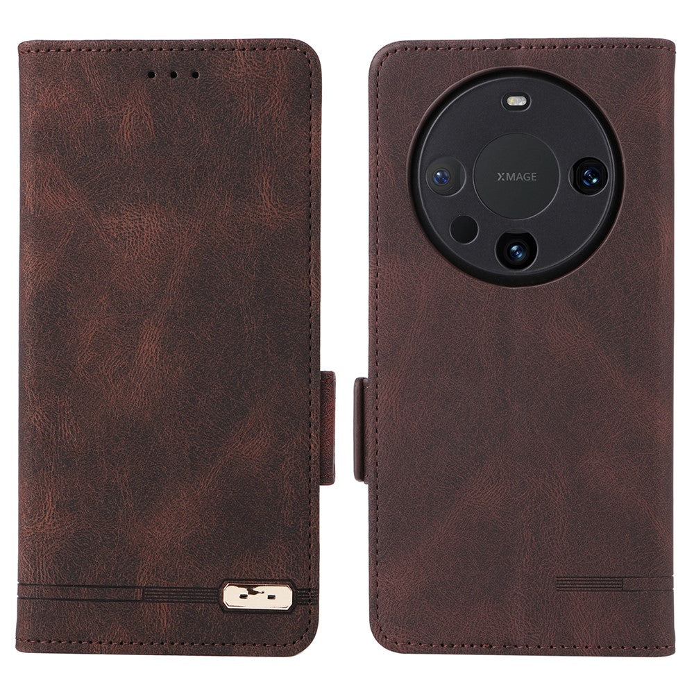 Huawei Mate 60 Pro Hardware Decor Stand Phone Case PU Leather Fold Cover