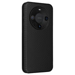 For Huawei Mate 60 Pro Carbon Fiber Texture Phone Case Card Holder PU Leather Stand Cover