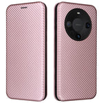 For Huawei Mate 60 Pro Carbon Fiber Texture Phone Case Card Holder PU Leather Stand Cover