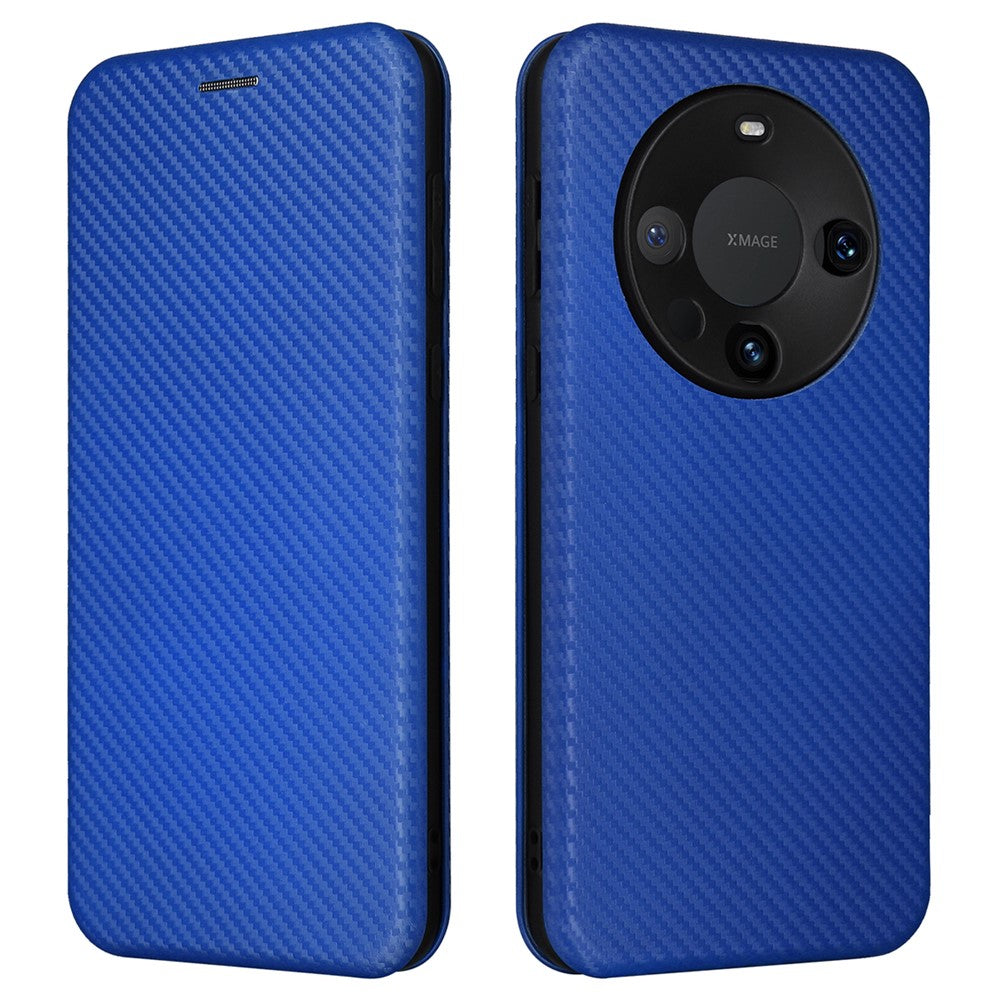 For Huawei Mate 60 Carbon Fiber Texture Card Holder Phone Case Leather Stand Anti-fall Cover