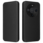 For Huawei Mate 60 Carbon Fiber Texture Card Holder Phone Case Leather Stand Anti-fall Cover