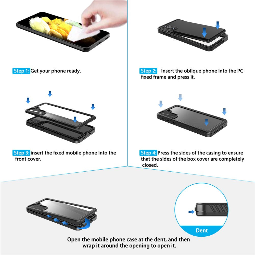 For Samsung Galaxy S21+ 5G FS Series IP68 Waterproof Anti-drop Case Diving Shock-proof Clear Cell Phone Cover