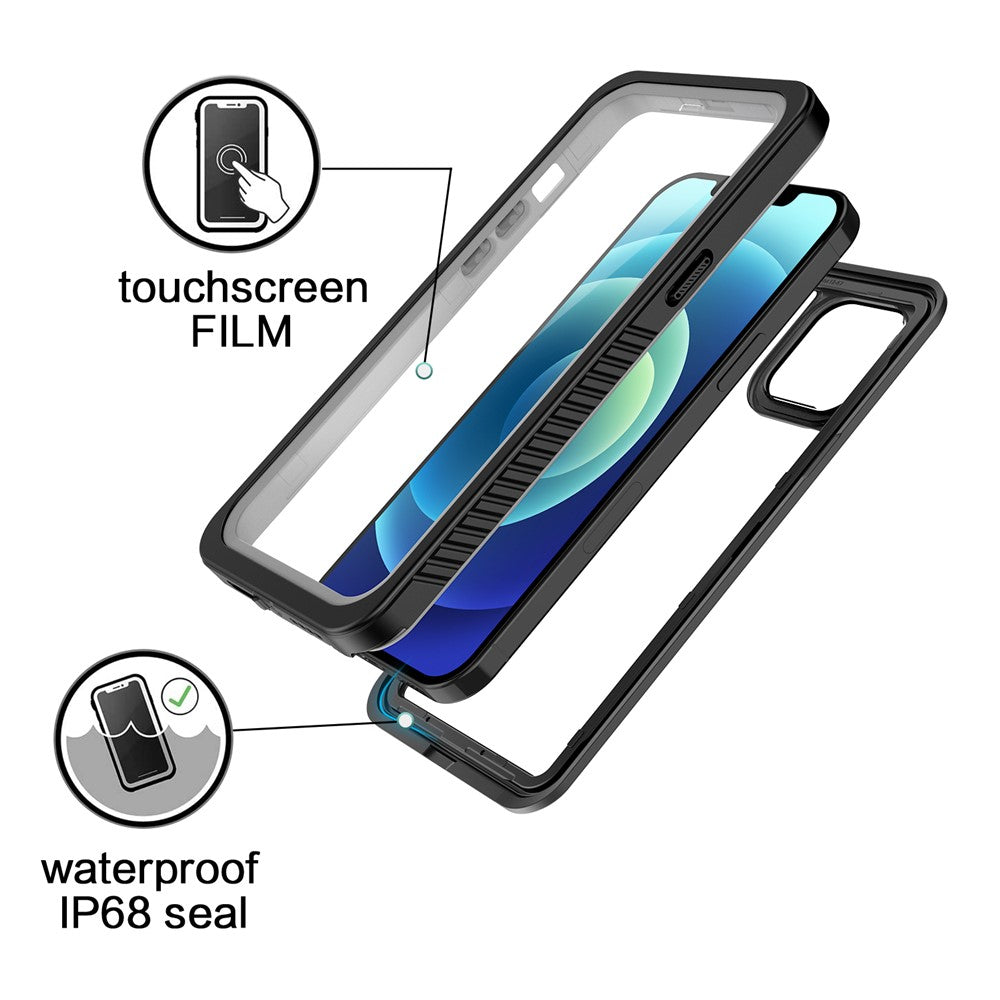 iPhone 12 Pro FS-serien IP68-vandtæt, støvtæt, gennemsigtigt stødabsorberende helkropsmobilcover