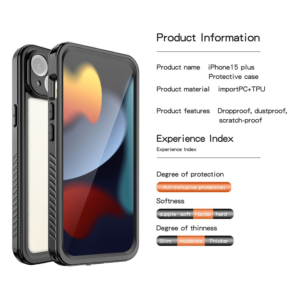 REDPEPPER FS Series for iPhone 15 Plus All-inclusive Phone Case IP68 Waterproof Dustproof Snowproof Clear Cover