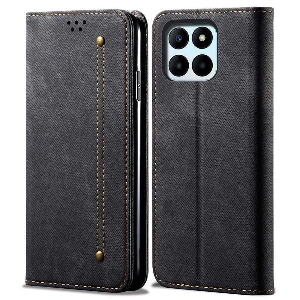 Wallet Case for Honor X8 5G / X6 4G / X6s 4G / 70 Lite 5G / Play 30M Jeans Cloth Texture Stand Leather Phone Cover