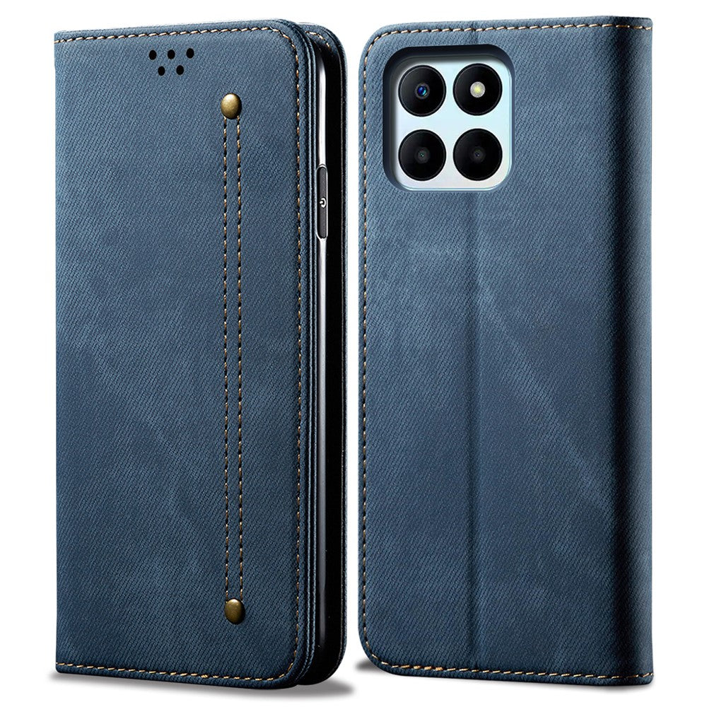 Wallet Case for Honor X8 5G / X6 4G / X6s 4G / 70 Lite 5G / Play 30M Jeans Cloth Texture Stand Leather Phone Cover