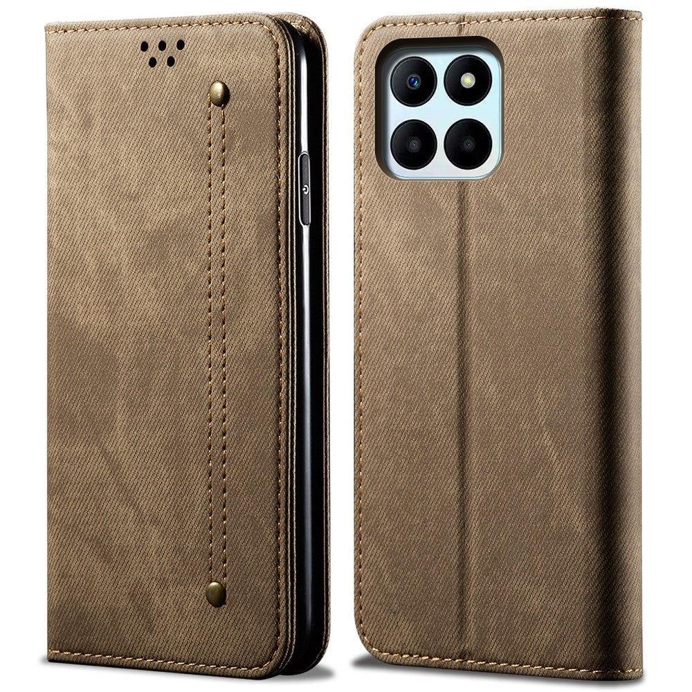 Wallet Case for Honor X8 5G / X6 4G / X6s 4G / 70 Lite 5G / Play 30M Jeans Cloth Texture Stand Leather Phone Cover