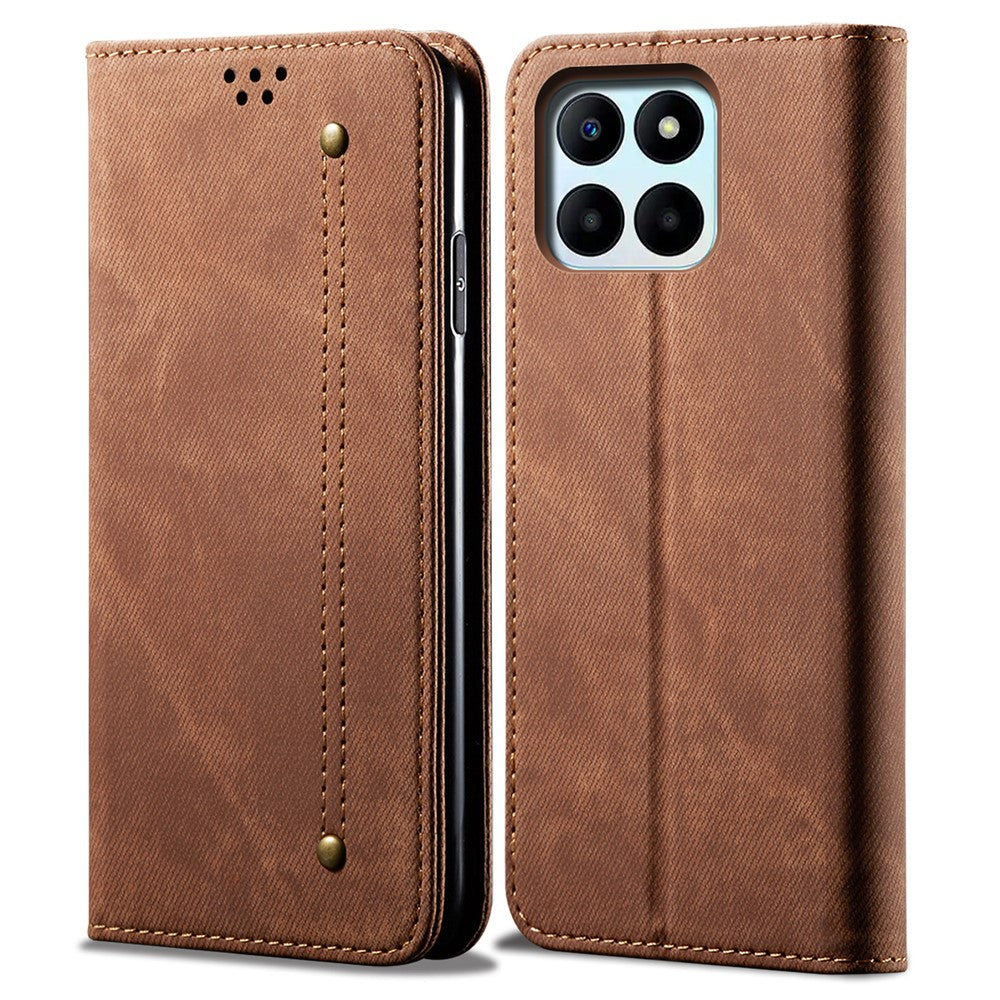 Wallet Case for Honor X8 5G / X6 4G / X6s 4G / 70 Lite 5G / Play 30M Jeans Cloth Texture Stand Leather Phone Cover
