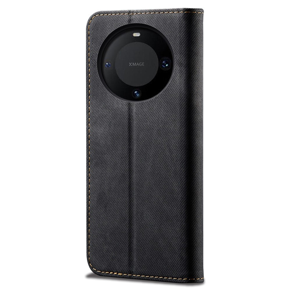 For Huawei Mate 60 Pro+ Jeans Cloth Texture PU Leather Flip Stand Wallet Case Cell Phone Cover