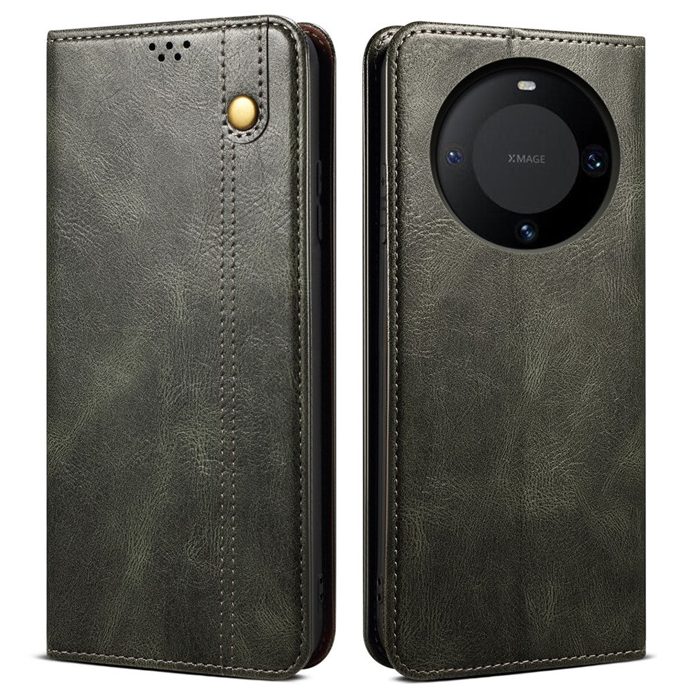 For Huawei Mate 60 Pro+ Waxy Crazy Horse Texture Phone Cover Stand Wallet PU Leather Phone Shell Case
