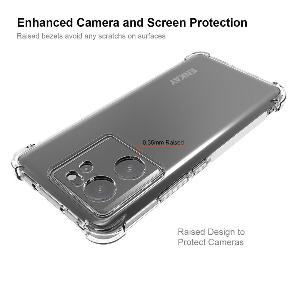 ENKAY HAT PRINCE til Xiaomi Redmi K60 Ultra / 13T / 13T Pro, slankt TPU-mobilcover med skridsikker stribet kant og gennemsigtig beskyttelse