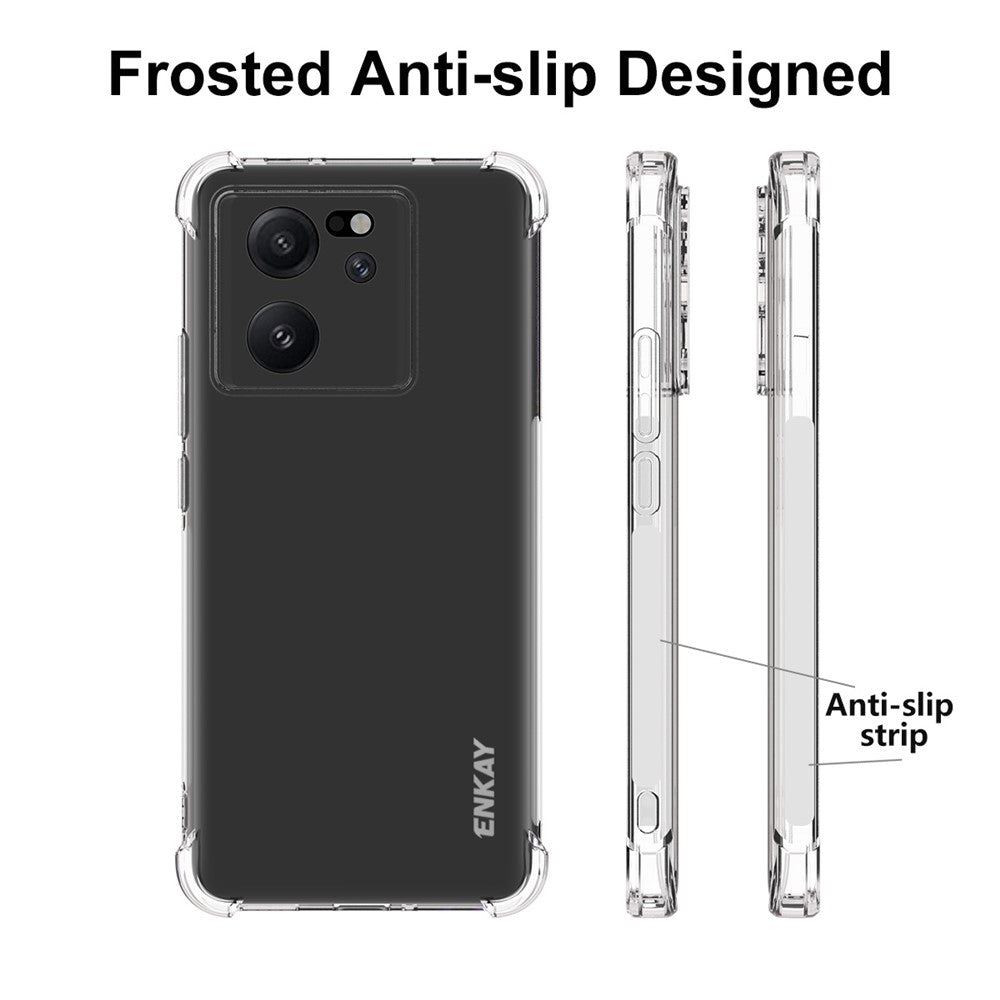 ENKAY HAT PRINCE til Xiaomi Redmi K60 Ultra / 13T / 13T Pro, slankt TPU-mobilcover med skridsikker stribet kant og gennemsigtig beskyttelse