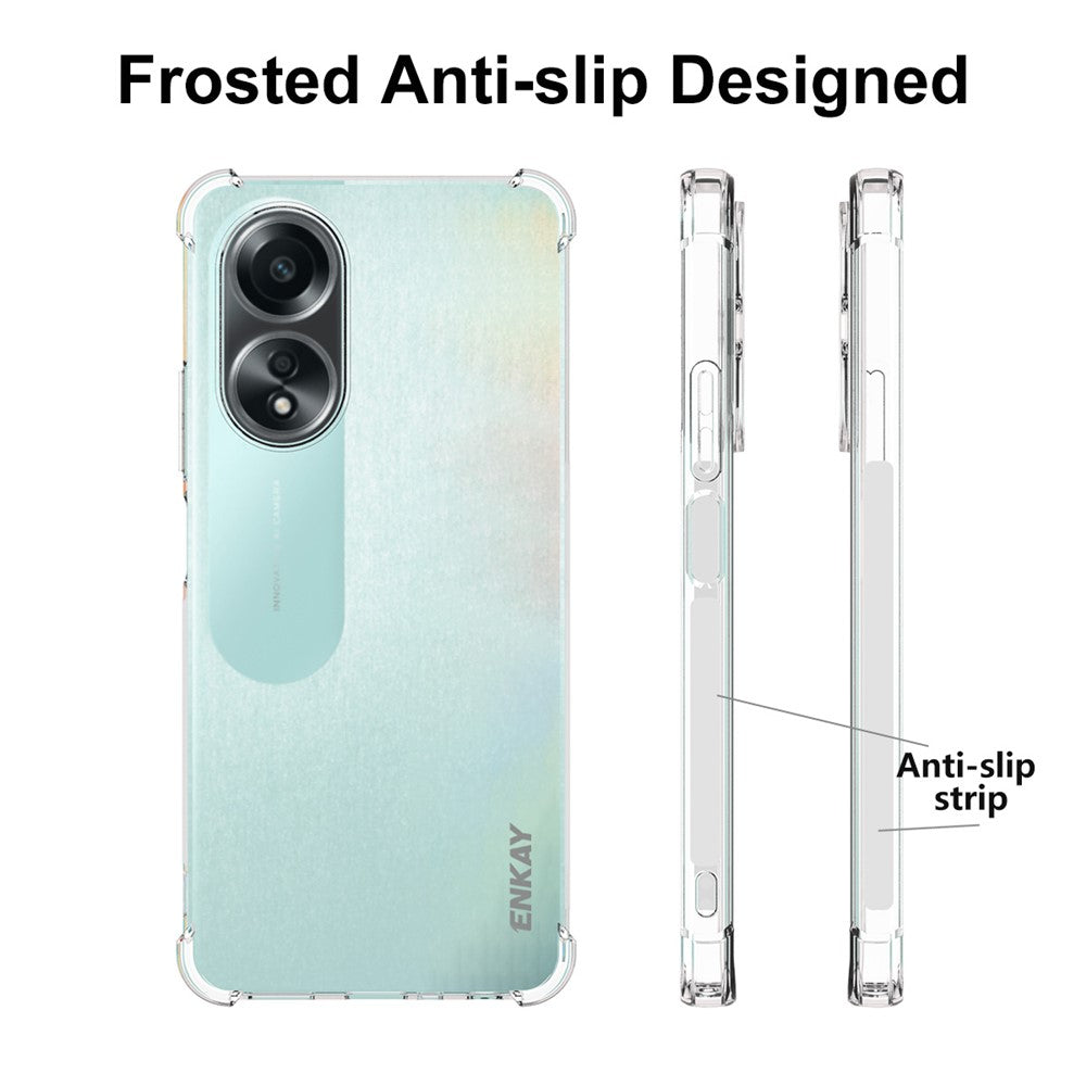 ENKAY HAT PRINCE til Oppo A58 4G, skridsikkert mobilcover med kantliste, HD-klart TPU-mobilcover, støvtæt etui