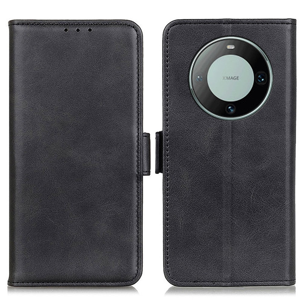 For Huawei Mate 60 Cowhide Texture Phone Case PU Leather Wallet Stand Anti-scratch Shell