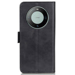 For Huawei Mate 60 Cowhide Texture Phone Case PU Leather Wallet Stand Anti-scratch Shell
