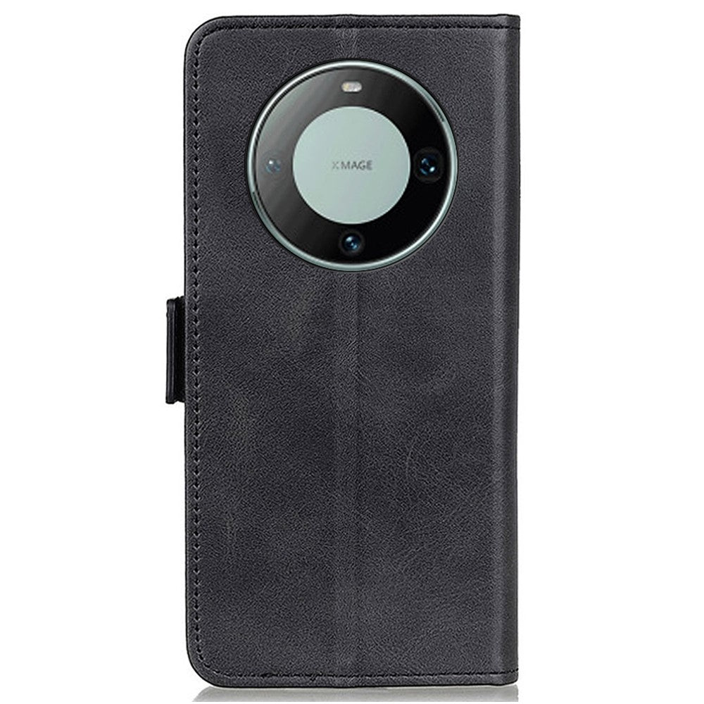 For Huawei Mate 60 Cowhide Texture Phone Case PU Leather Wallet Stand Anti-scratch Shell