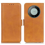 For Huawei Mate 60 Cowhide Texture Phone Case PU Leather Wallet Stand Anti-scratch Shell