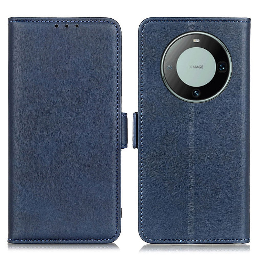 For Huawei Mate 60 Cowhide Texture Phone Case PU Leather Wallet Stand Anti-scratch Shell