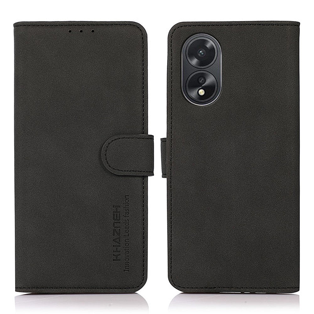 KHAZNEH For Oppo A38 4G Magnetic Clasp Wallet Stand Cover Textured PU Leather Phone Case