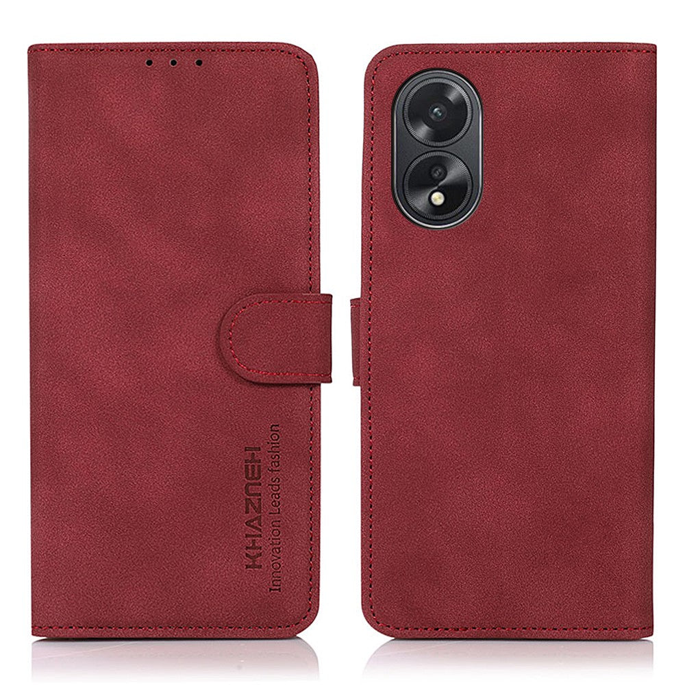 KHAZNEH For Oppo A38 4G Magnetic Clasp Wallet Stand Cover Textured PU Leather Phone Case
