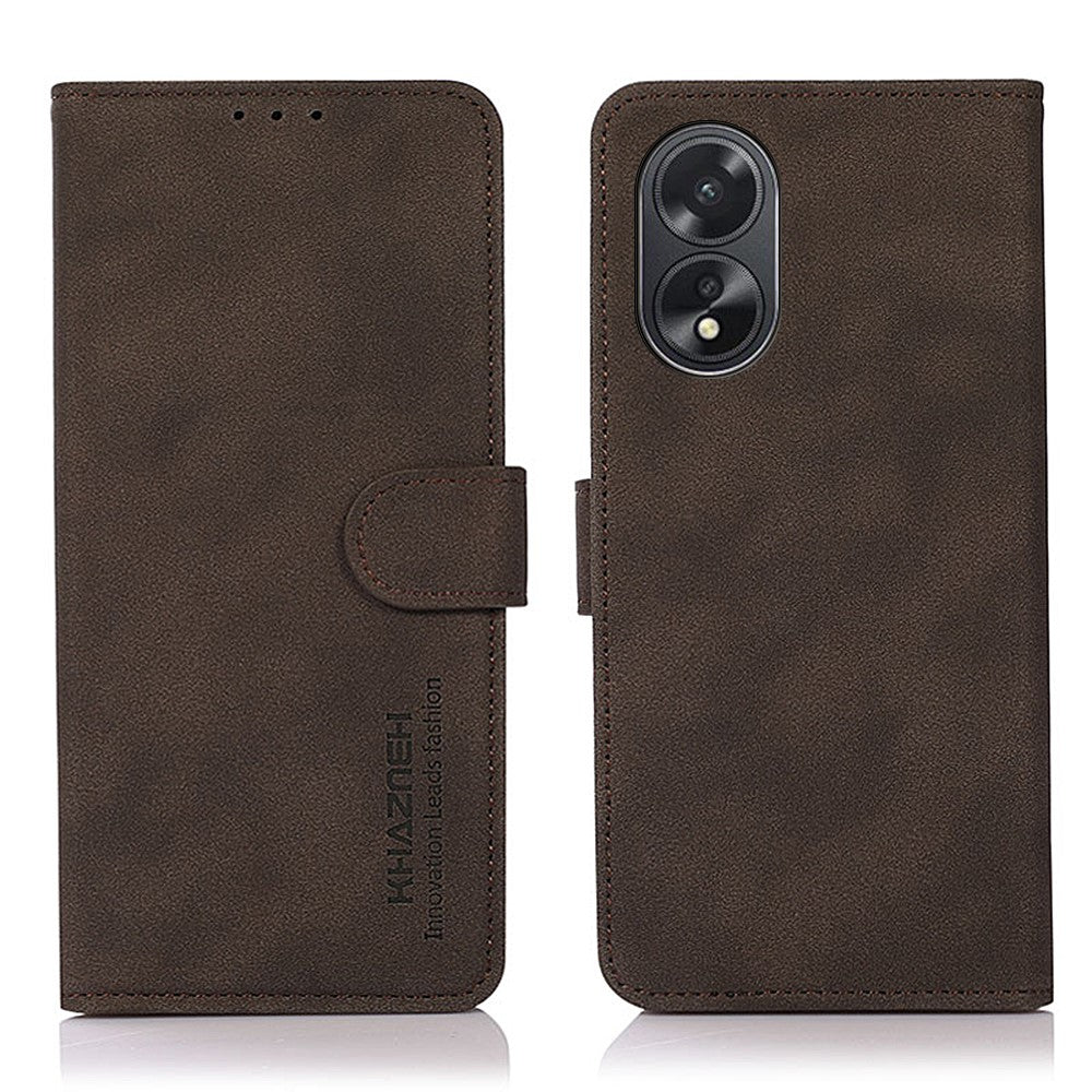 KHAZNEH For Oppo A38 4G Magnetic Clasp Wallet Stand Cover Textured PU Leather Phone Case