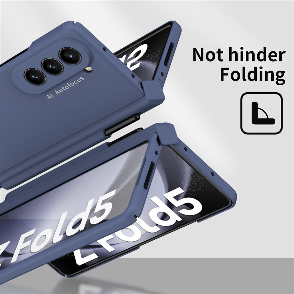 For Samsung Galaxy Z Fold5 5G PC Phone Case Anti-drop Cover with Tempered Glass Screen Film and Stylus